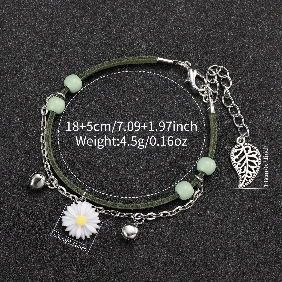 Women's Quartz Watch with Green Dial and Faux Leather Strap with Matching Bracelet