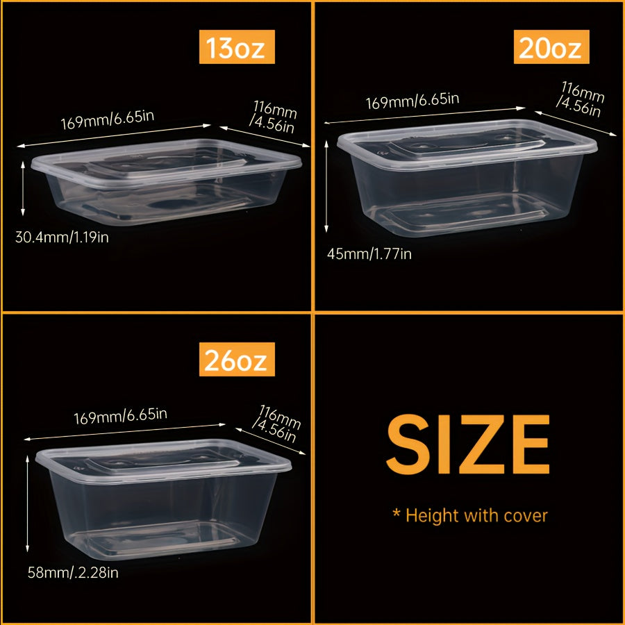 50 BPA-Free Plastic Food Storage Containers with Leakproof Lids 13/20/26oz Stackable Microwave Safe