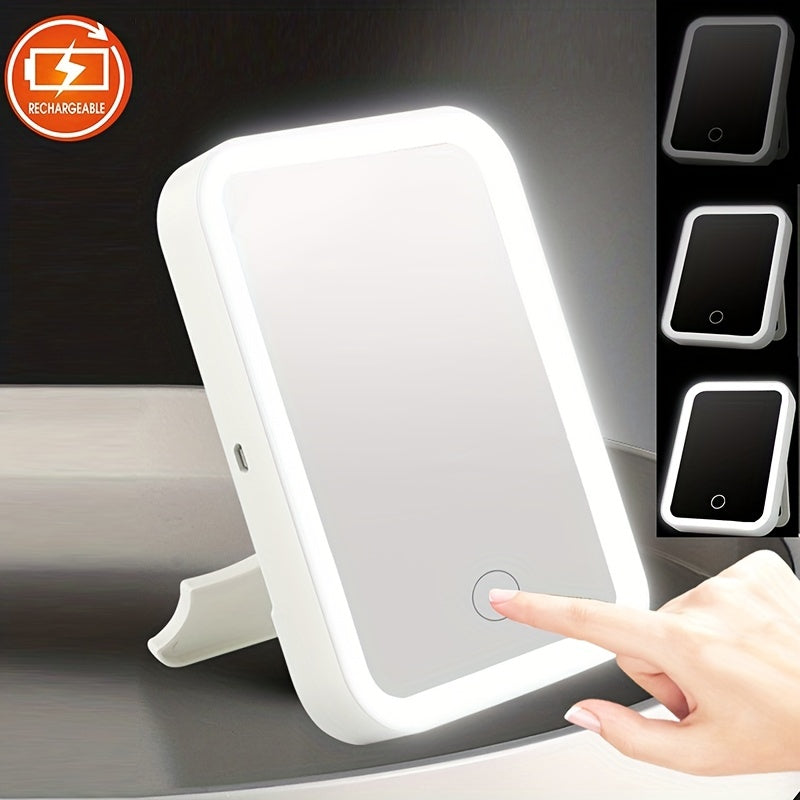 1 dona LED makiyaj oynasi, teginish sensorli, USB orqali zaryadlanadigan, 3 ta yorug'lik rejimi, portativ stol usti makiyaj oynasi, gullar mavzusi, plastik ramka, hidlanmaydigan, litiy batareya 500mAh, yotoqxona uchun &