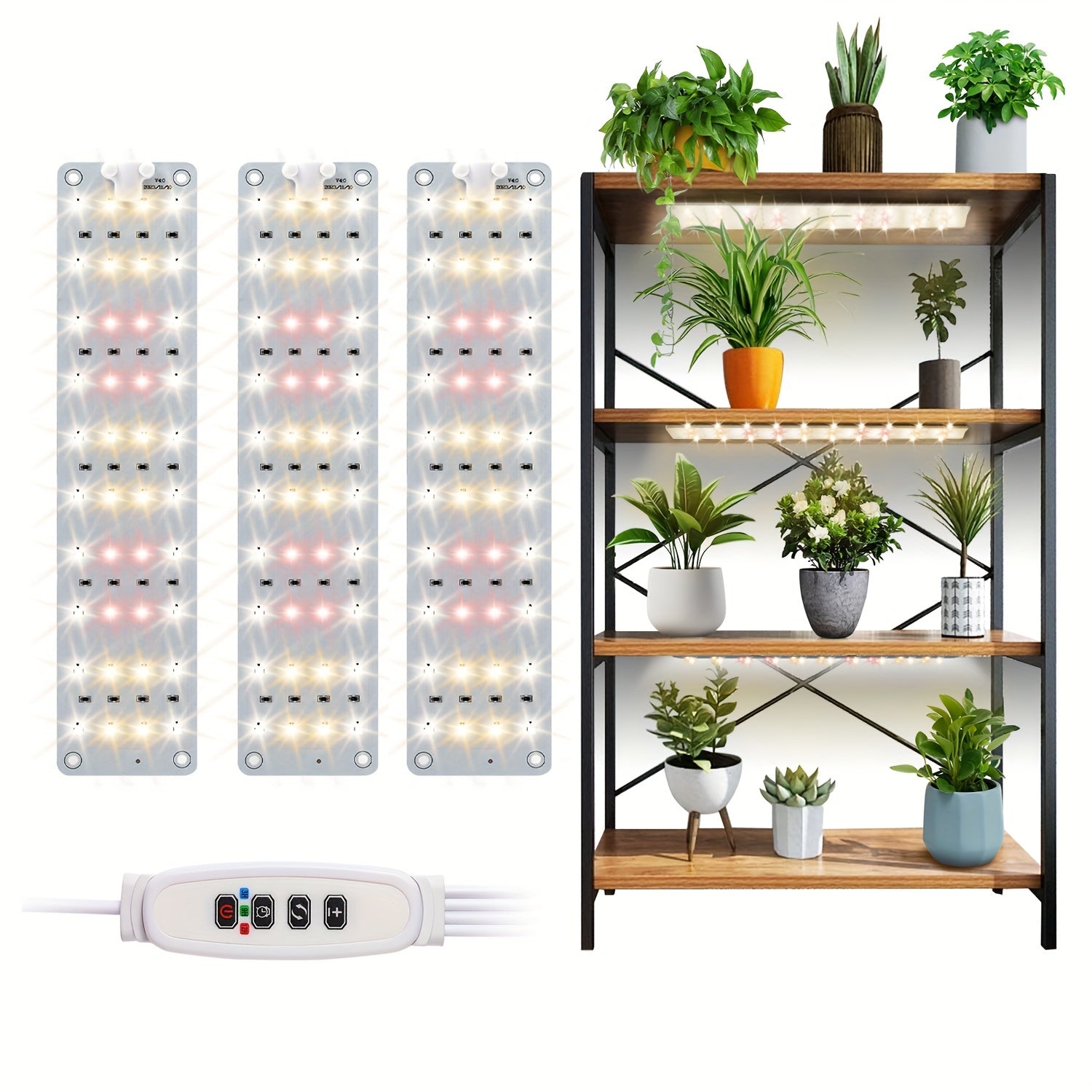 Indoor Plant Grow Light with 160 Dimmable LEDs Full Spectrum Timer 3 Modes