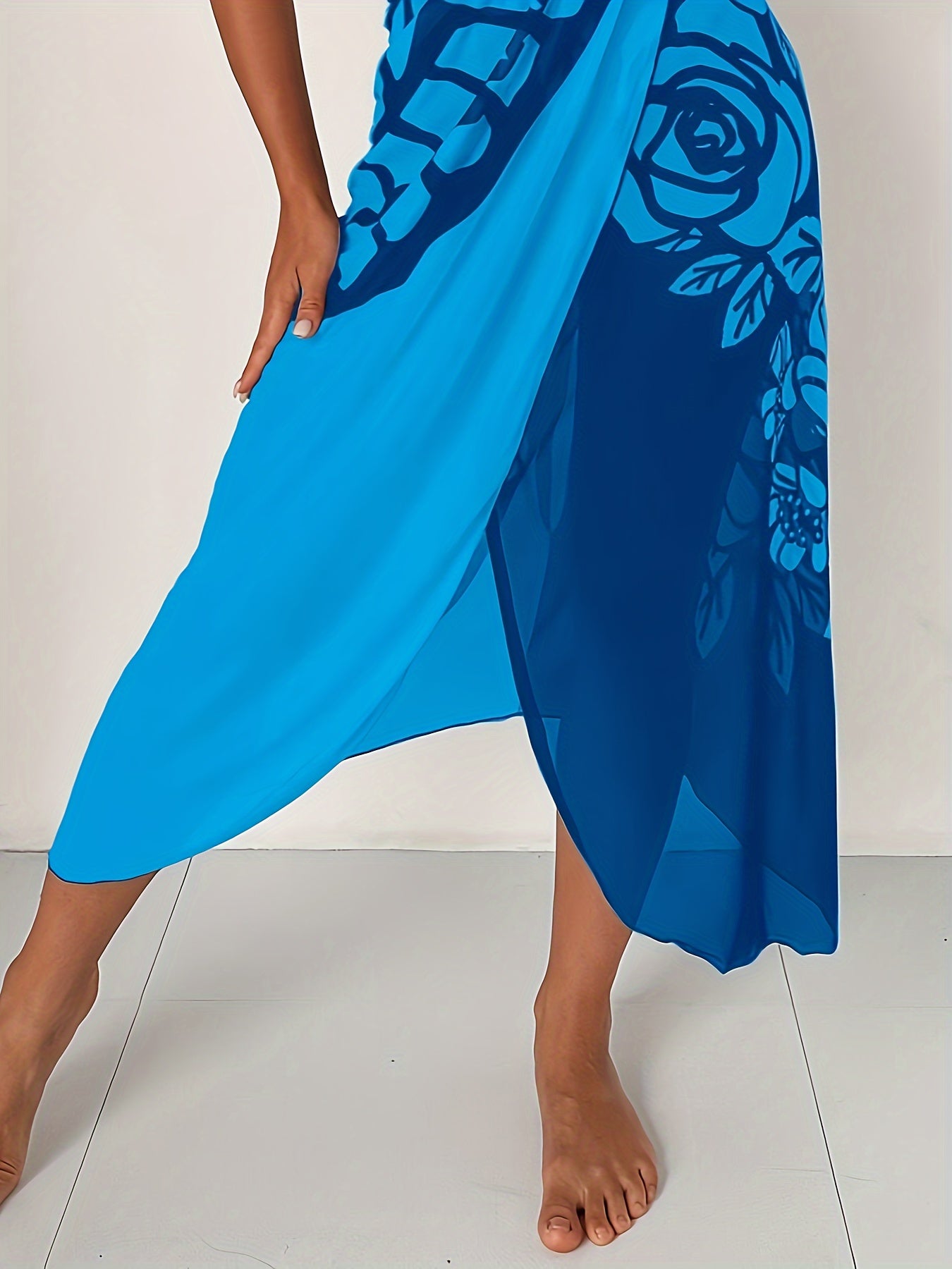 Butterfly Print Beach Cover-Up with High Stretch Mesh Fabric for Summer Poolside and Beachwear