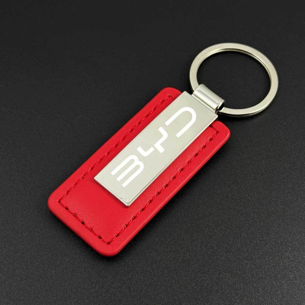 Unisex Faux Leather Keychain with Zinc Alloy Plate Durable Zipper