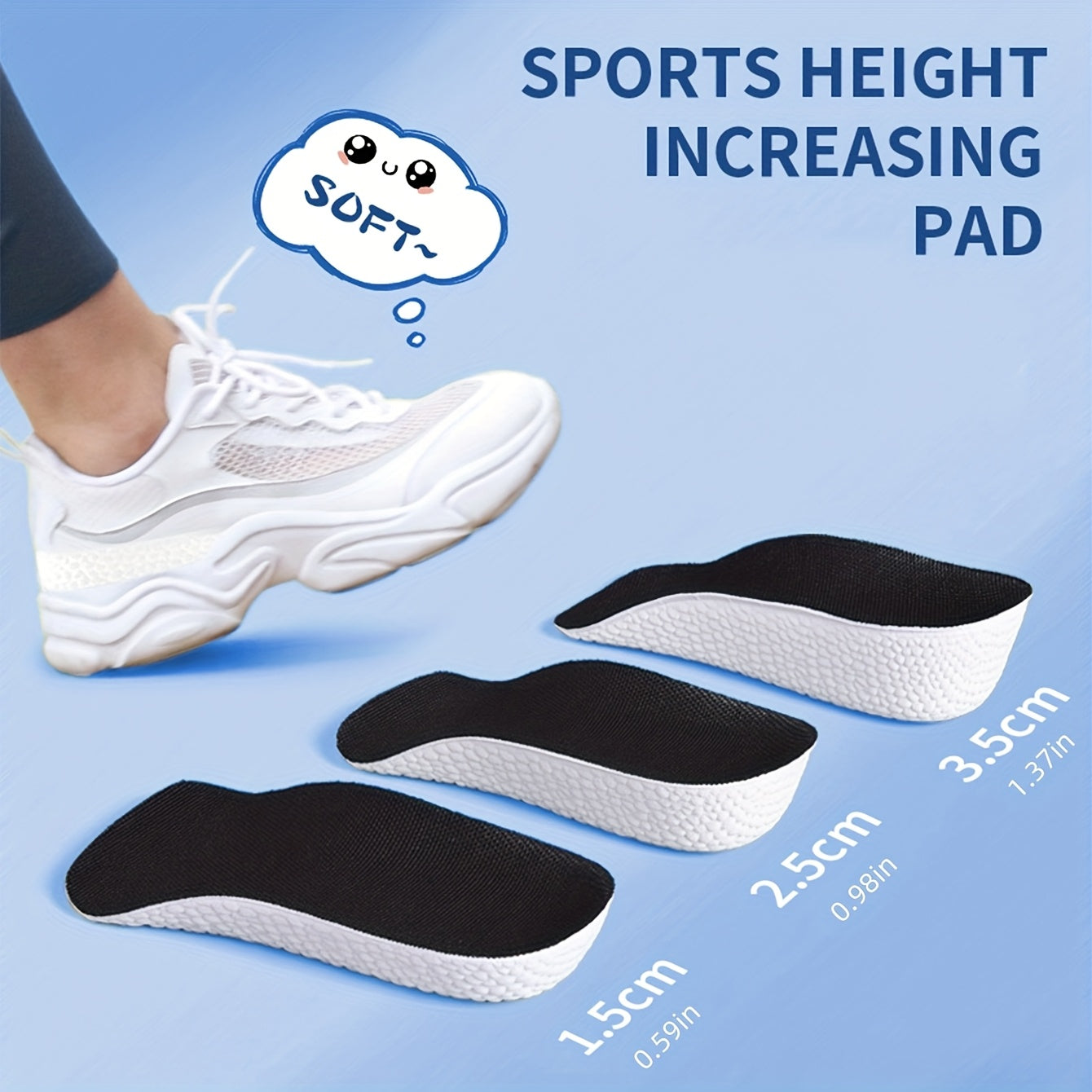 Height Increase Insoles for Men and Women EVA Arch Support Hidden Half Pad