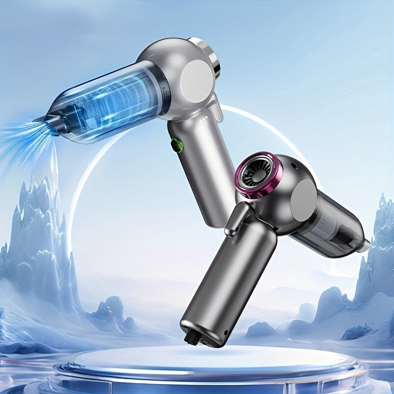 2-in-1 so‘ruvchi va puflovchi, quvvat ko‘rsatkichi, ko‘p funksiyali nozzle, USB orqali zaryadlanadigan, avtomobil, uy, ofis va kichik joylar uchun ixcham dizaynga ega portativ qo‘l vakuum tozalagichi.