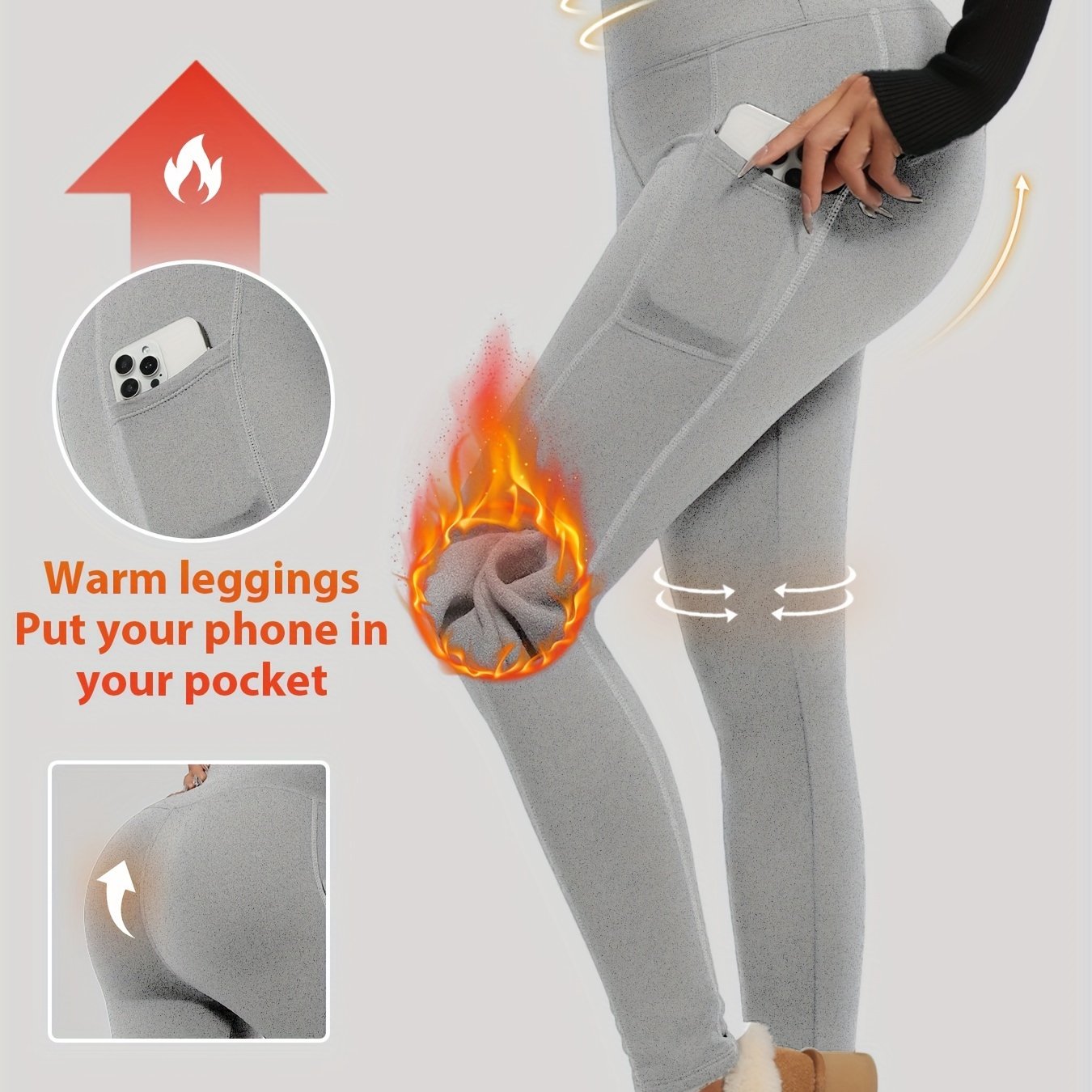 Leggings de terciopelo para otoño e invierno para deporte, casual, ajustado, con bolsillos