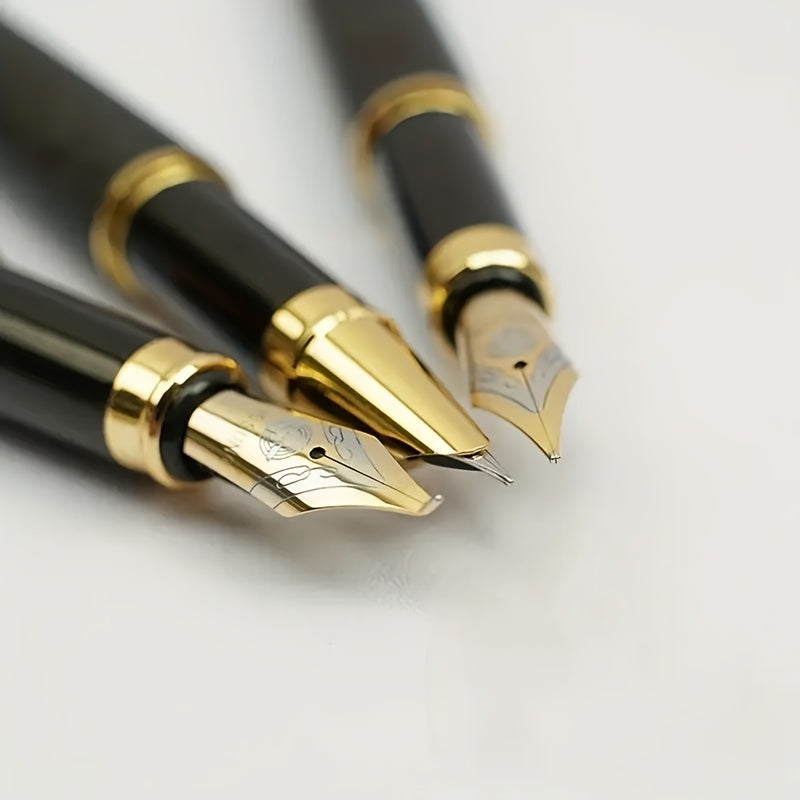 Набор металлических перьевых ручек из 3 штук с перьями 0,38 мм, 0,5 мм, 1,0 мм для каллиграфии, художественного и письменного использования