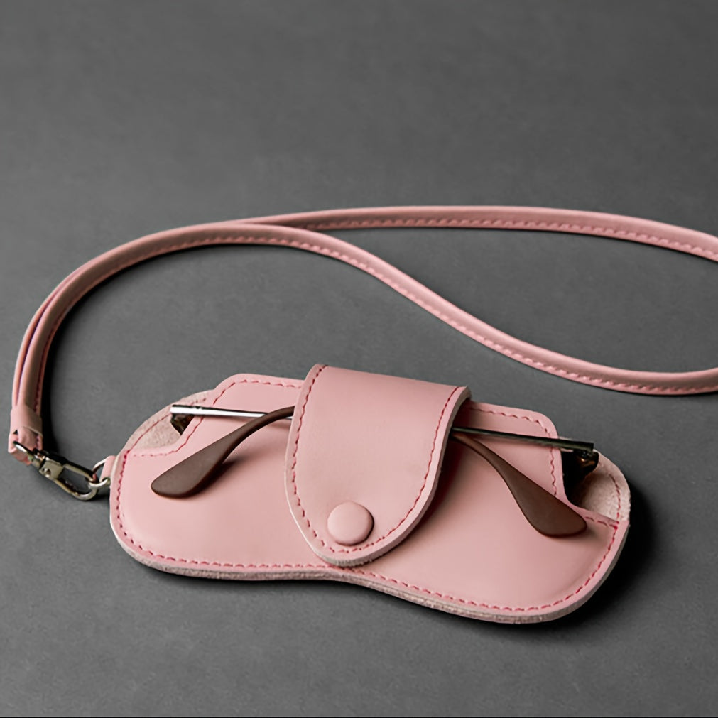 Stylish Korean-Inspired Soft Eyeglass Case with Blue Strap Anti-Pressure Protection