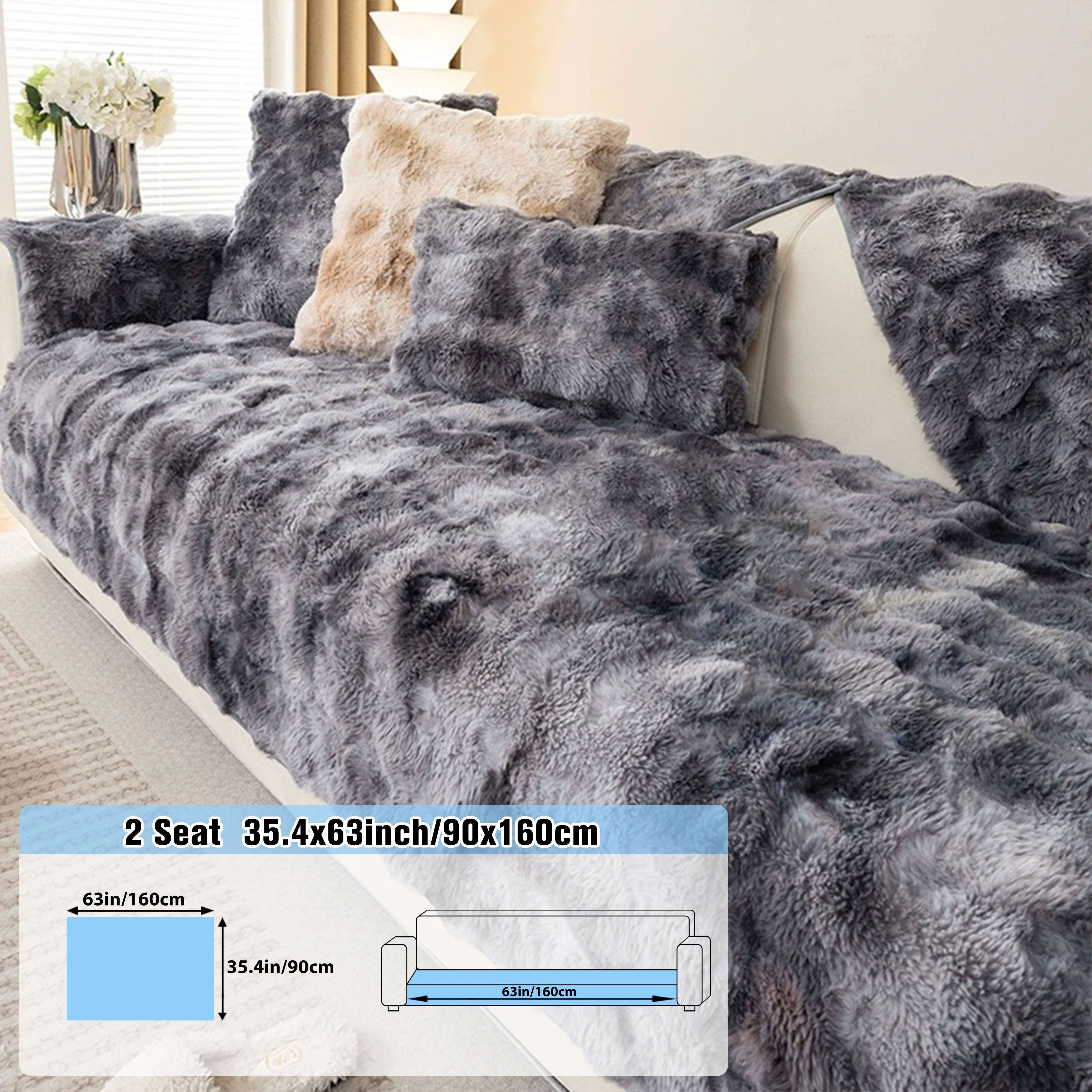 Плюшевое покрытие для дивана на зиму подходит для спальни, гостиной, офиса, домашнего декора