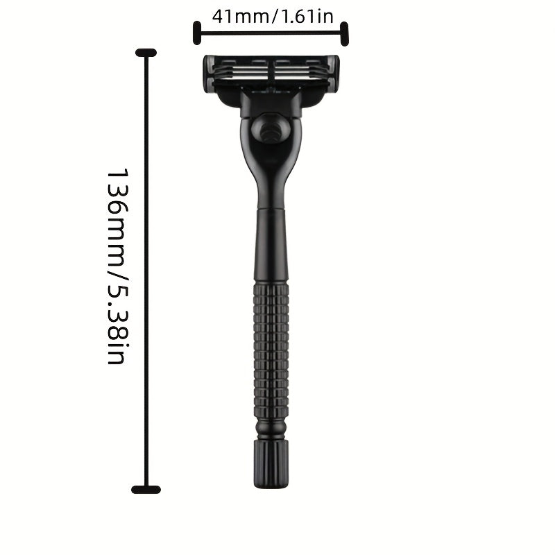 Men's Safety Razor Stainless Steel Handle Mach 3 Blades for Smooth Shave