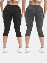 Women's Large Size High Waist Tights with Pockets Moisture-Wicking