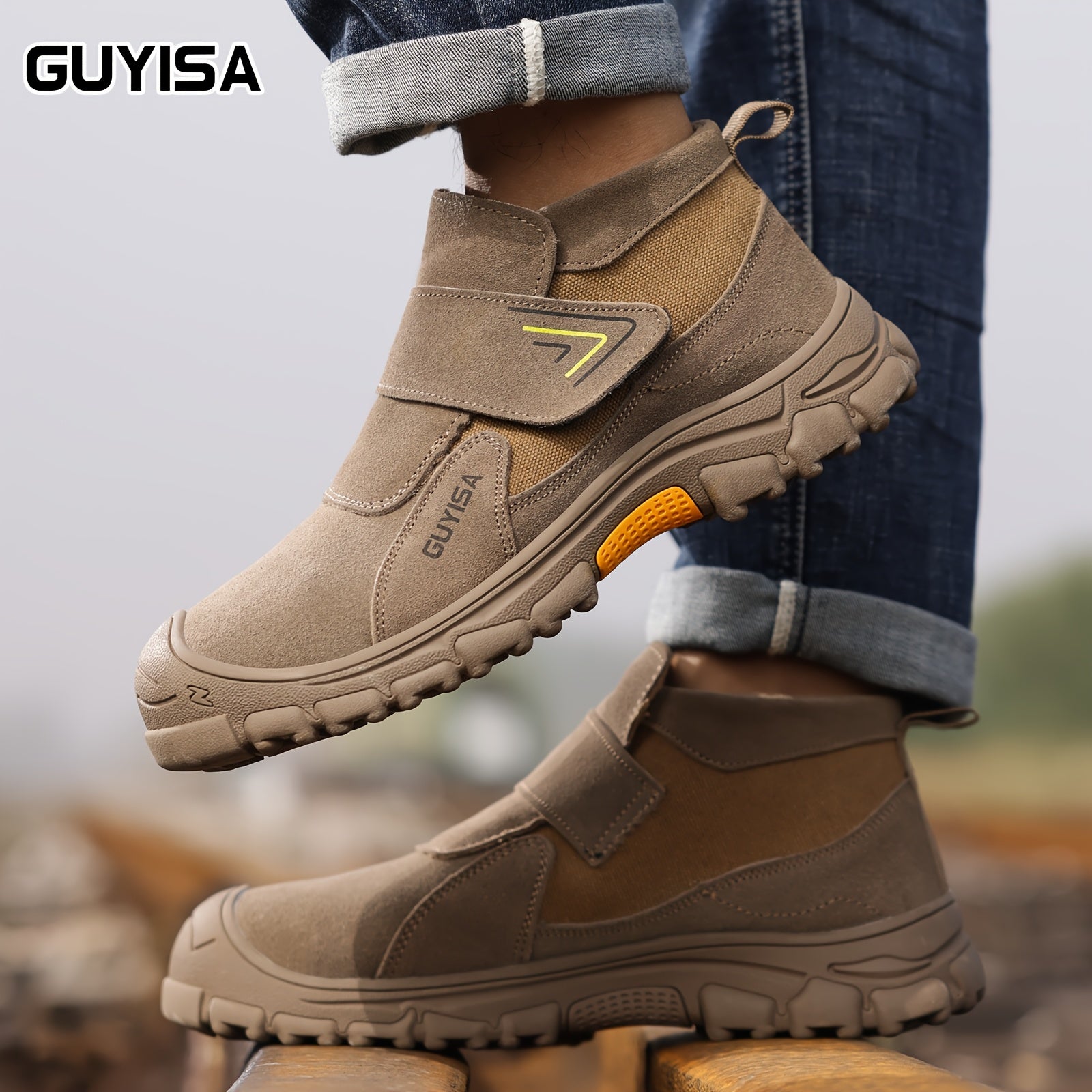 Men's Safety Work Shoes Steel Toe Round Toe Mid-Top All-Season Fire Retardant Anti-Slip Rubber Sole