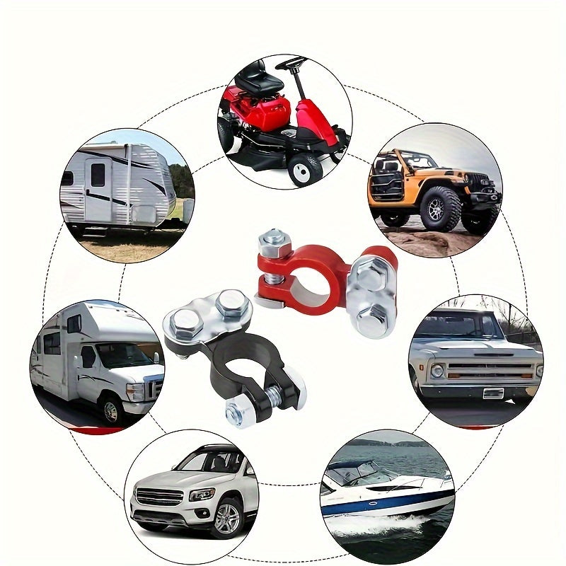 2 ta to'plam avtomobil akkumulyator terminali ulashlari, ijobiy va salbiy avtomobil terminali