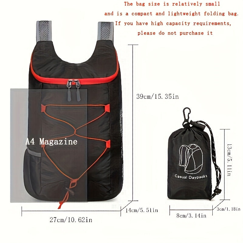 Mochila deportiva impermeable de nylon para hombres para senderismo, viajes al aire libre, plegable y ligera