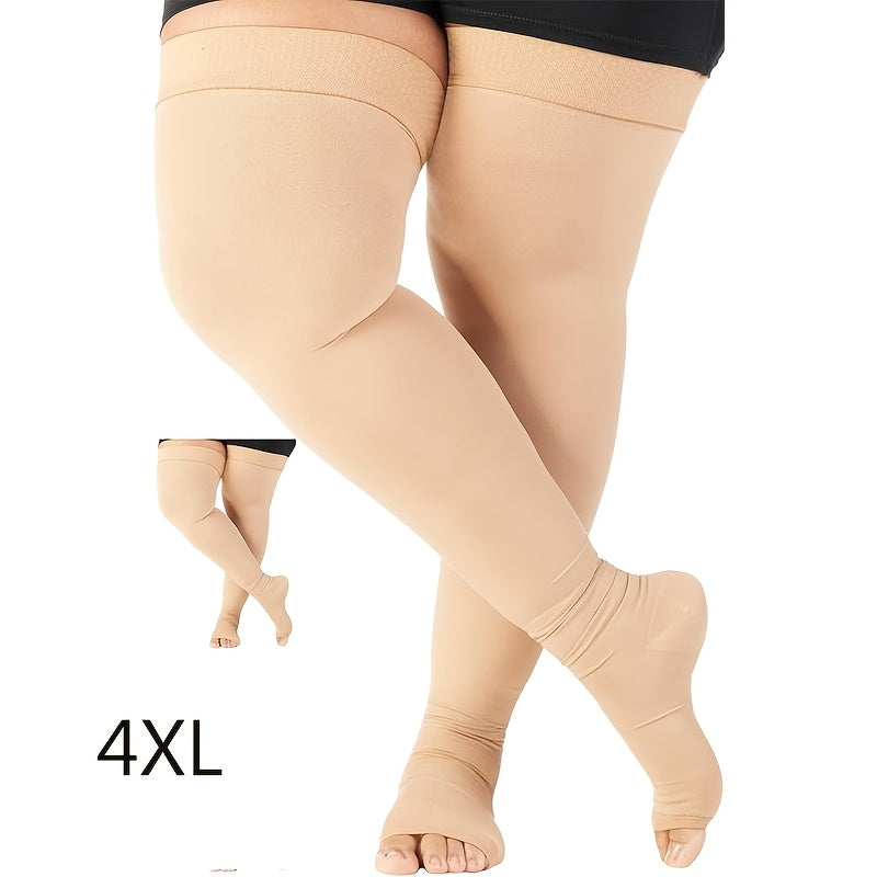 Unisex Graduated Thigh High Compression Stockings 20-30mmHg Nylon Spandex Over-the-Knee