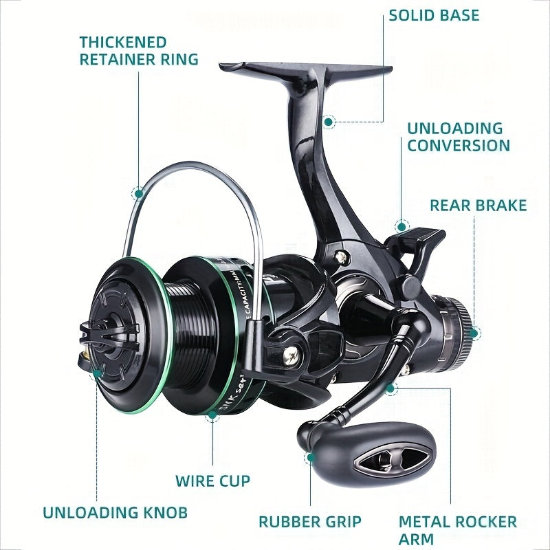 High-Performance Ambidextrous Carp Fishing Reel with Aluminum and Nylon Construction