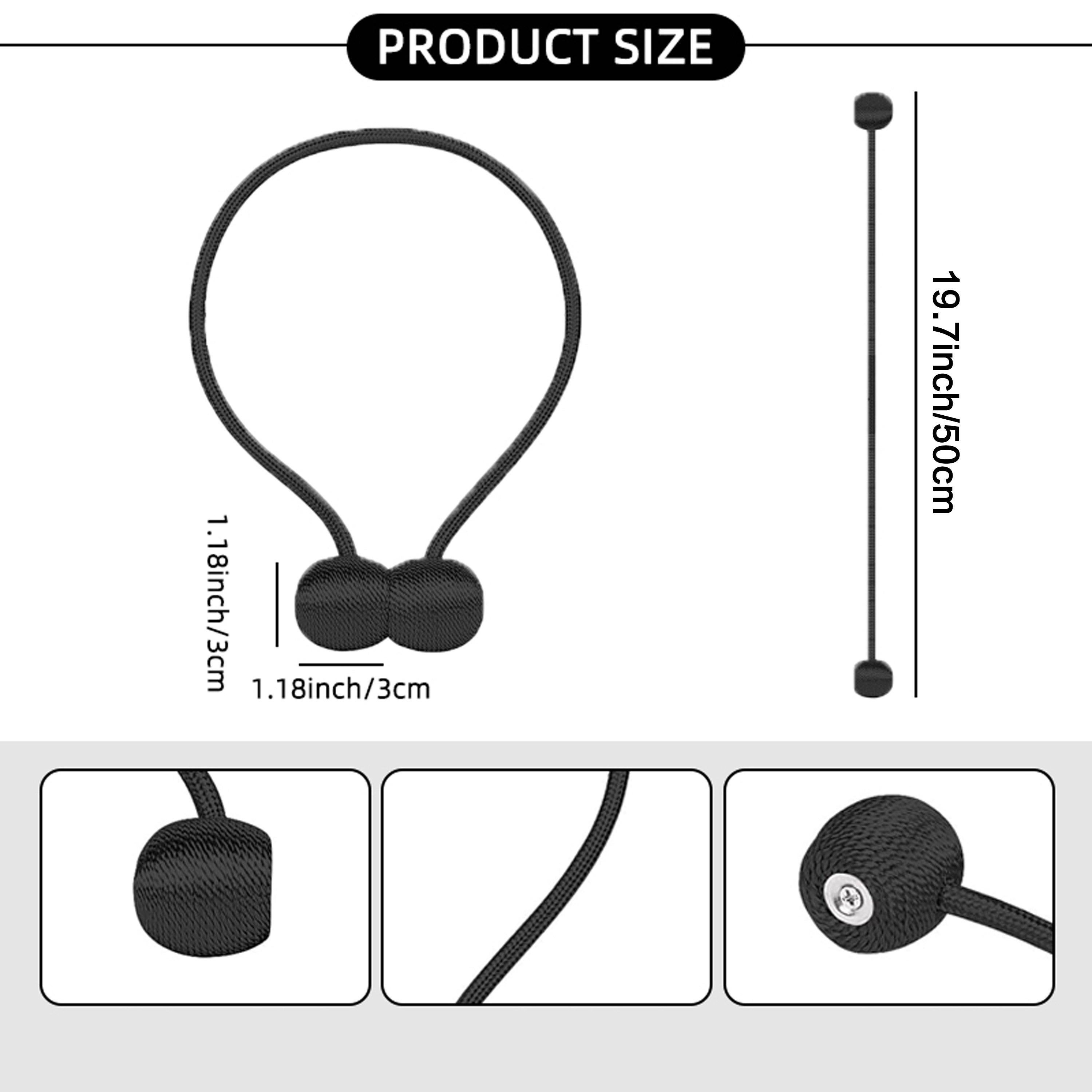 Set of Two Magnetic Curtain Tiebacks Polyester Twisted Rope Easy to Install Durable