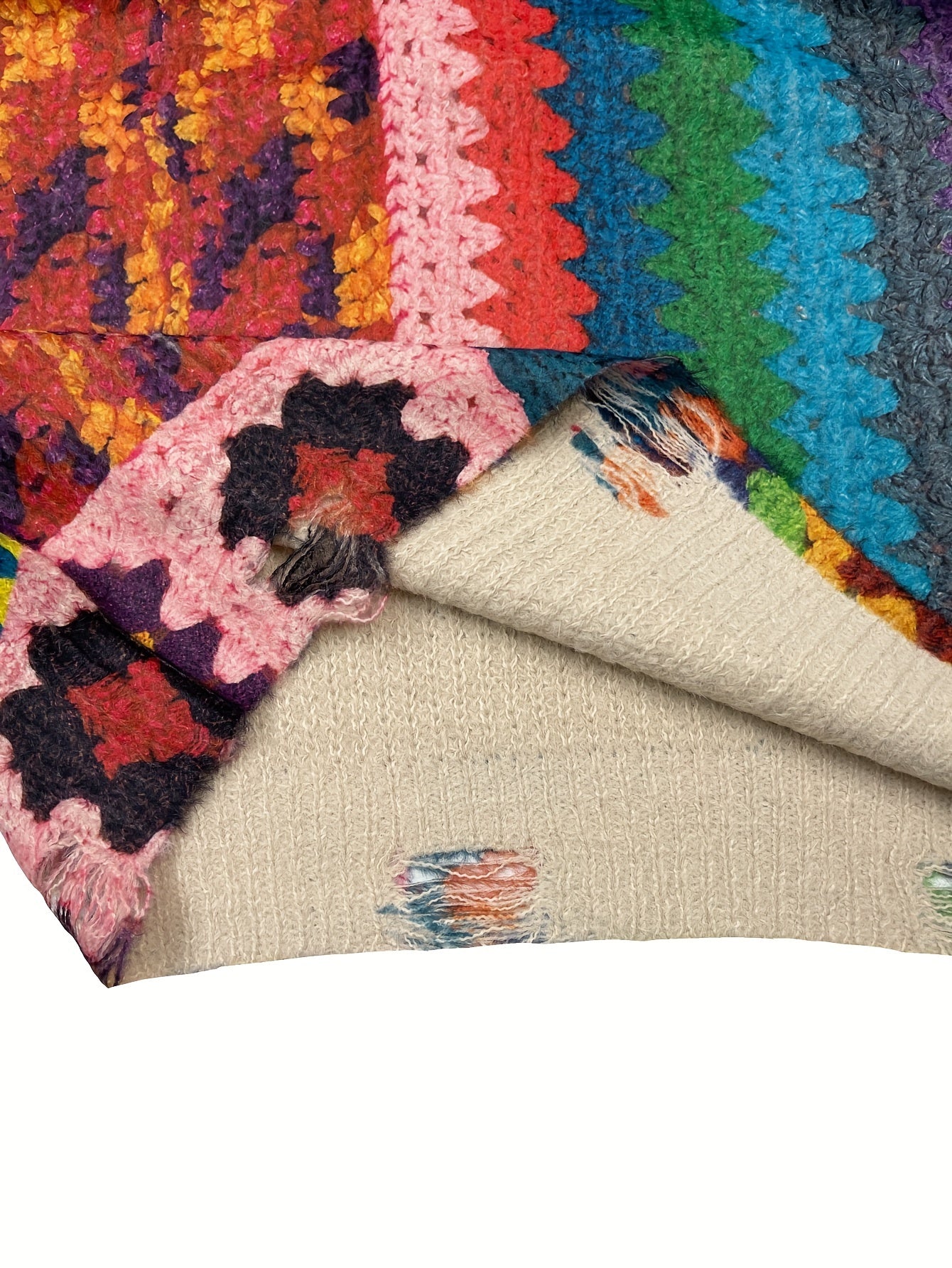 Plus Size Women's Sweater Dress All-Over 3D Rectangle Print Patchwork Fall Warmth