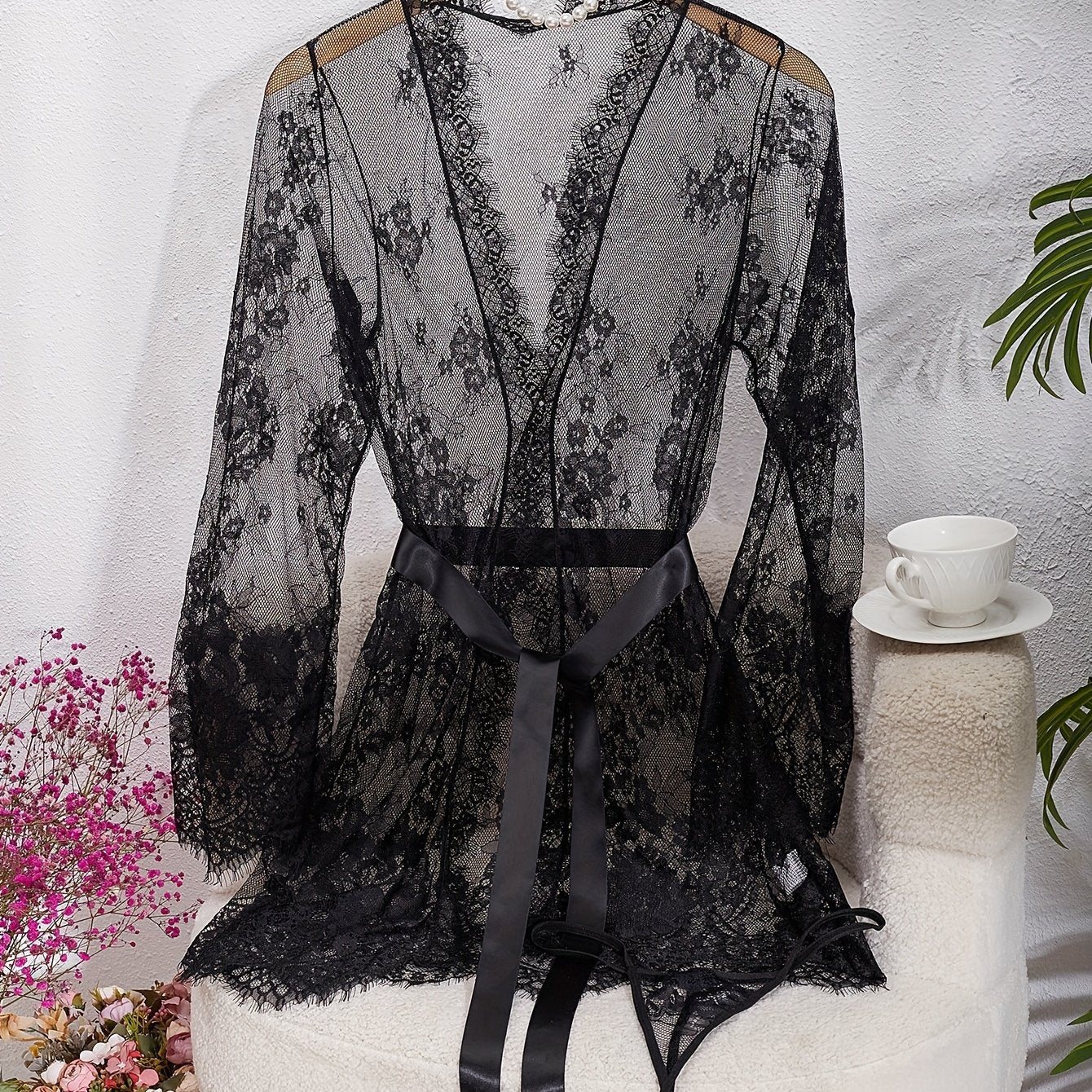 Women’s Mesh Lace Lingerie and Nightgown Set Soft Sleepwear 2024