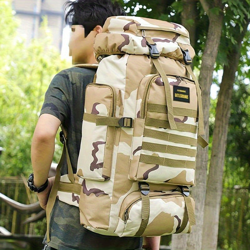 Waterproof Oxford Cloth Camo Travel Backpack 50L for Outdoor Adventures