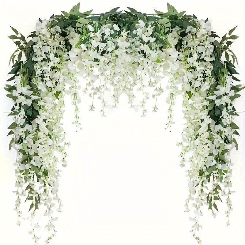 Guirnalda de glicinia artificial de 4 piezas, 173cm, enredaderas de flores falsas para hogar, jardín, arco de boda