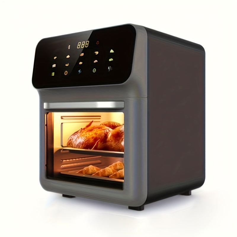 15L 1350W Ikki qatlamli havo qovuradigan elektr pechka yopishqoqsiz, kam yog'li, avtomatik o'chirish
