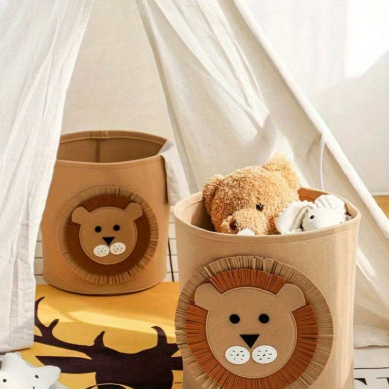 Cartoon Animal Fabric Storage Basket for Toys Clothes Shoes Folding Organizer