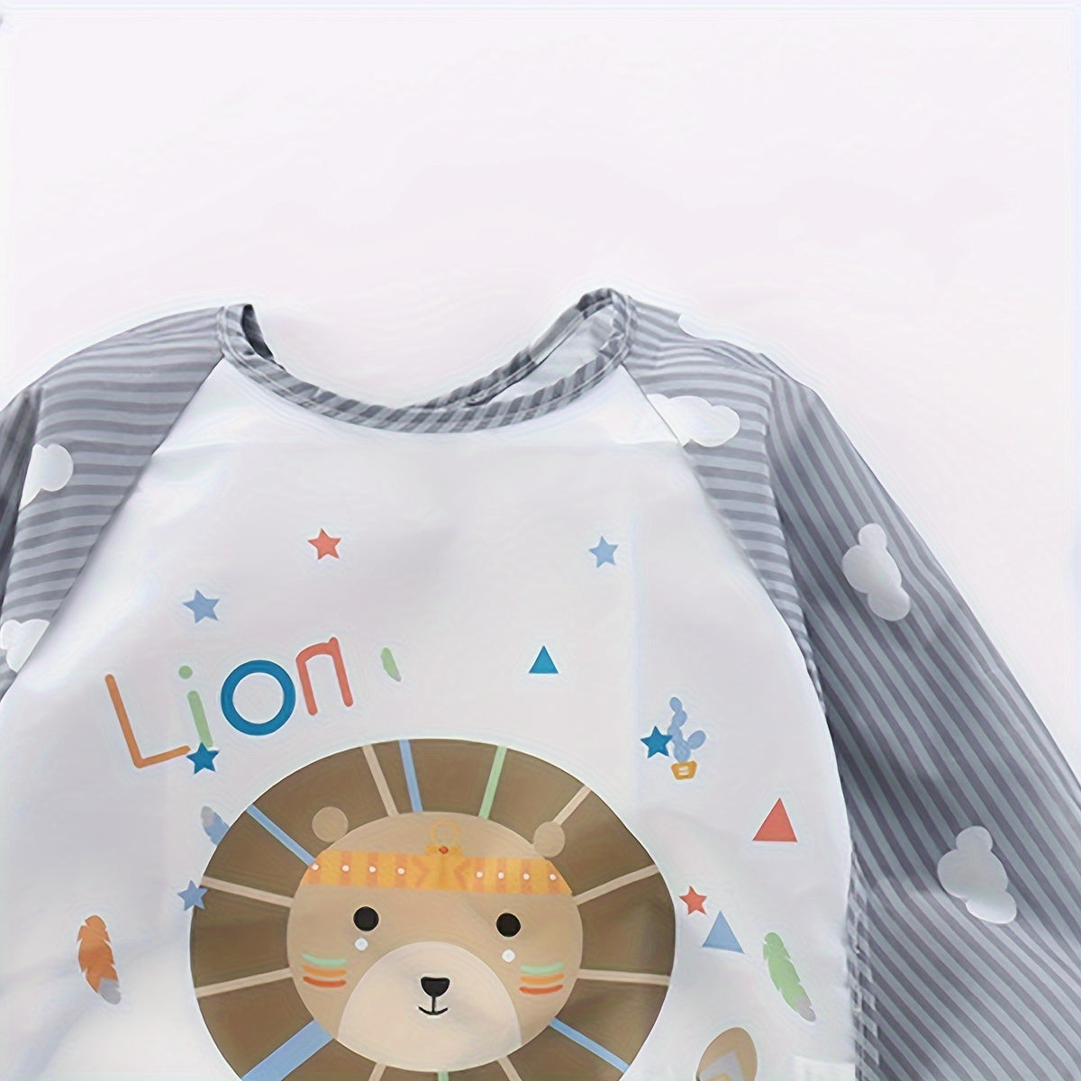 Waterproof Long-Sleeve Feeding Bib for Kids Grey Polyester Fiber