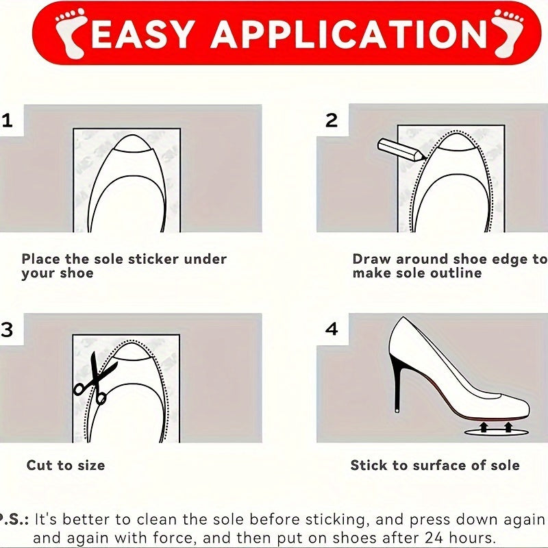 Women Shoe Anti-Slip Stickers Crystal Clear Self-Adhesive Heel Cover Pack