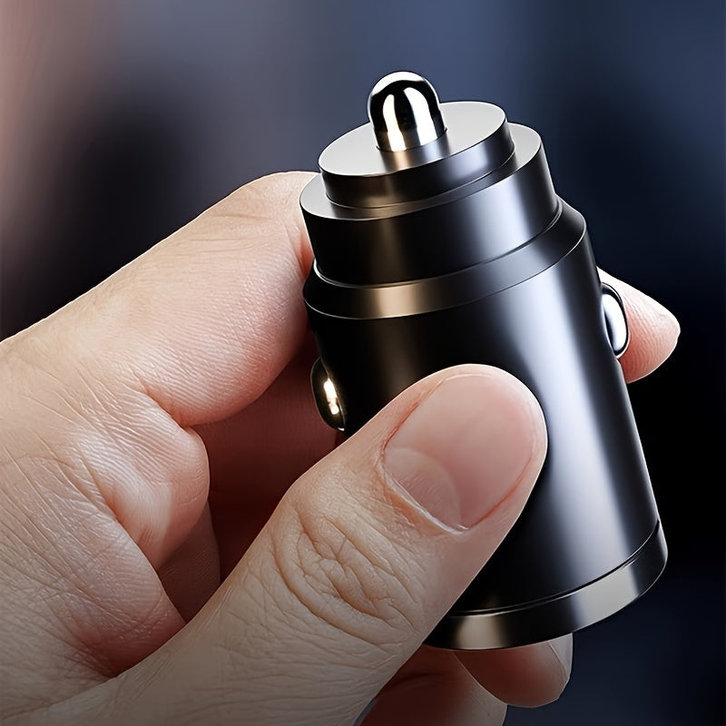 Dual Port 100W Fast Charging Car Charger Alloy Mini Design with Pull Ring