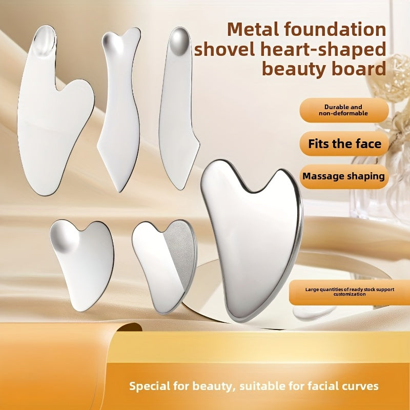 Yuz go'zalligi uchun yurak shaklidagi zanglamaydigan po'latdan yasalgan qirqish taxtasi, zaryadsiz va batareyasiz, yuz go'zalligi va fondasyon palitrasi uchun mos.