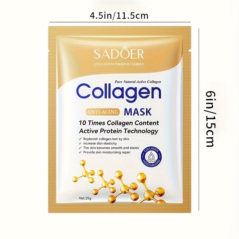 10-Pack Collagen Facial Masks for All Skin Types Moisturizing and Firming