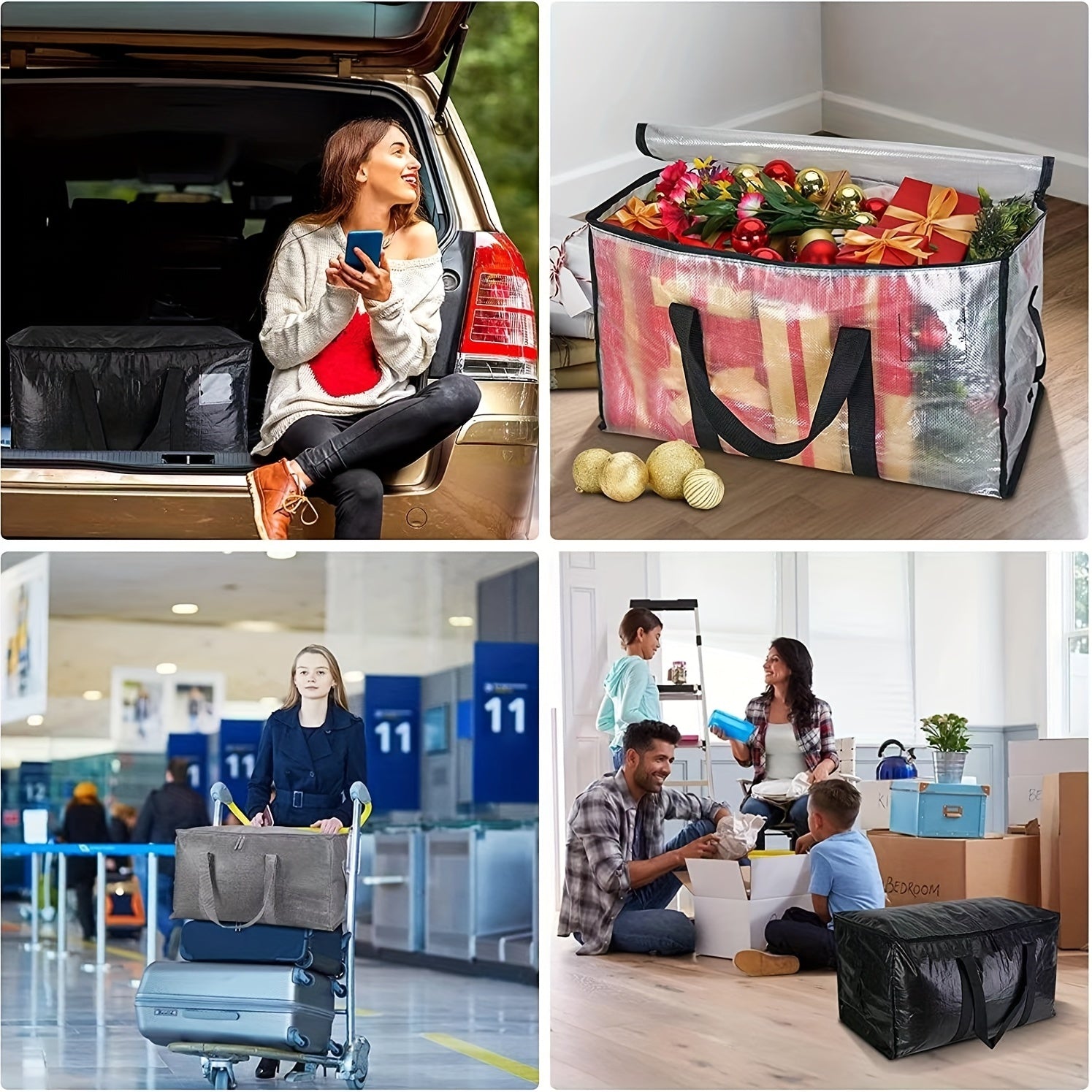Juego de 2 bolsas de almacenamiento y transporte de uso intensivo con asas reforzadas para ropa y artículos esenciales