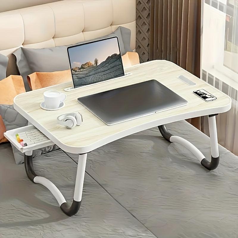 Large Portable Laptop Bed Table with Cup Holder Drawer for Reading and Eating in Bed or on Sofa