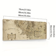 Durable Rubber Gaming Mouse Pad with Middle Earth Map Design Non-Slip Large Desk Mat for Gamers Office and Home