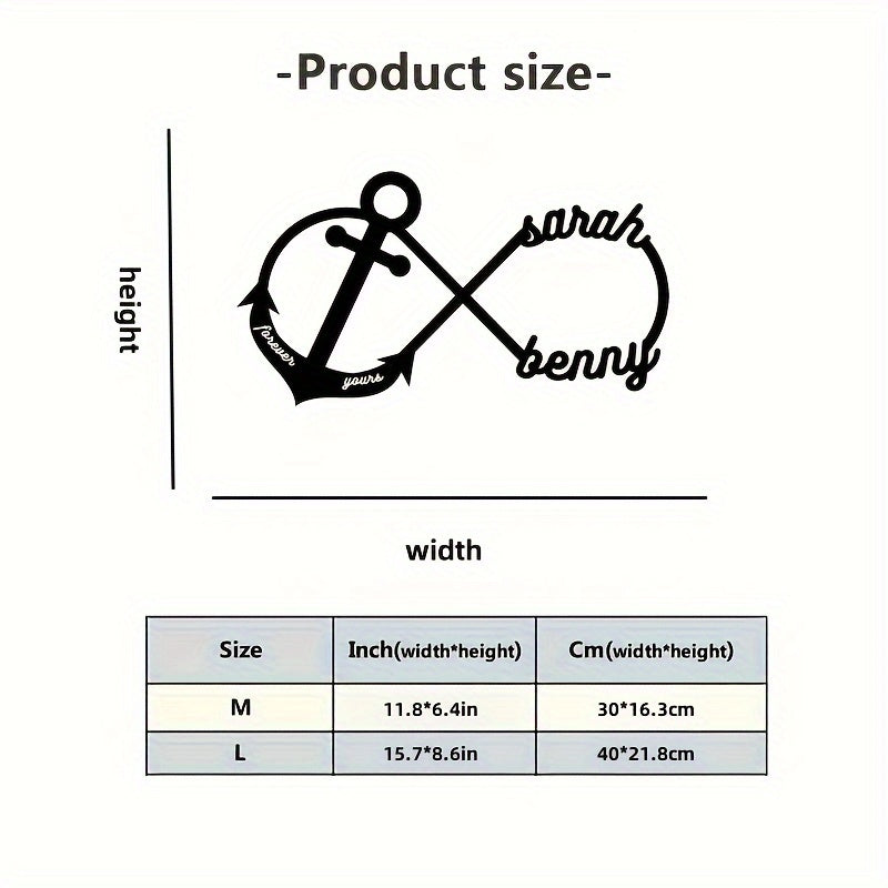 Personalized Metal Sign with Name Infinity Anchor Outdoor Decor for Valentine's Day and Weddings