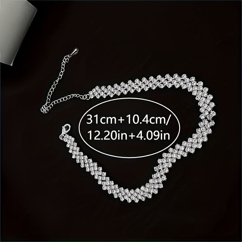 Zarif Rhinestone Choker Marjon - Oddiy yoki Ta'til Kiyish uchun Mukammal