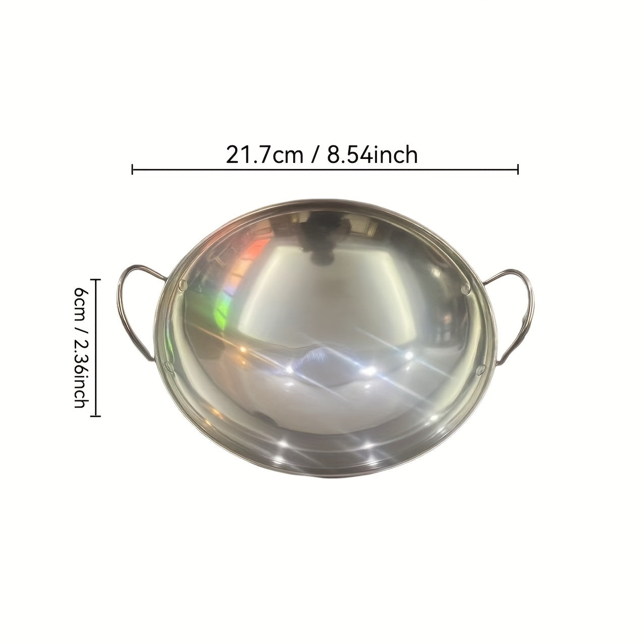 Stainless Steel Wok with Dual Handles Round Bottom for Seafood Soup Camping