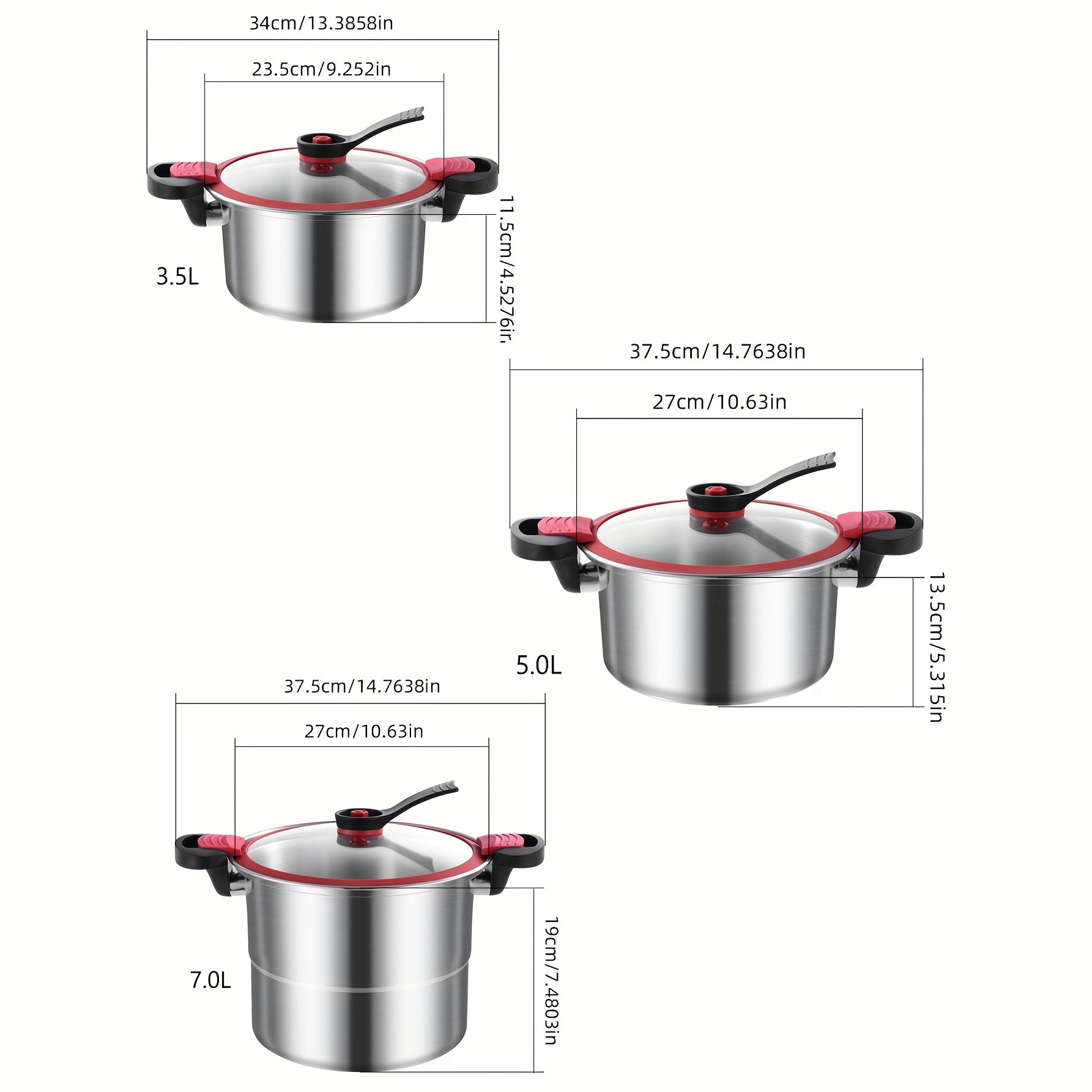 Stainless Steel Soup Pot with Double Bottom Glass Lid for Food Processing and Cooking