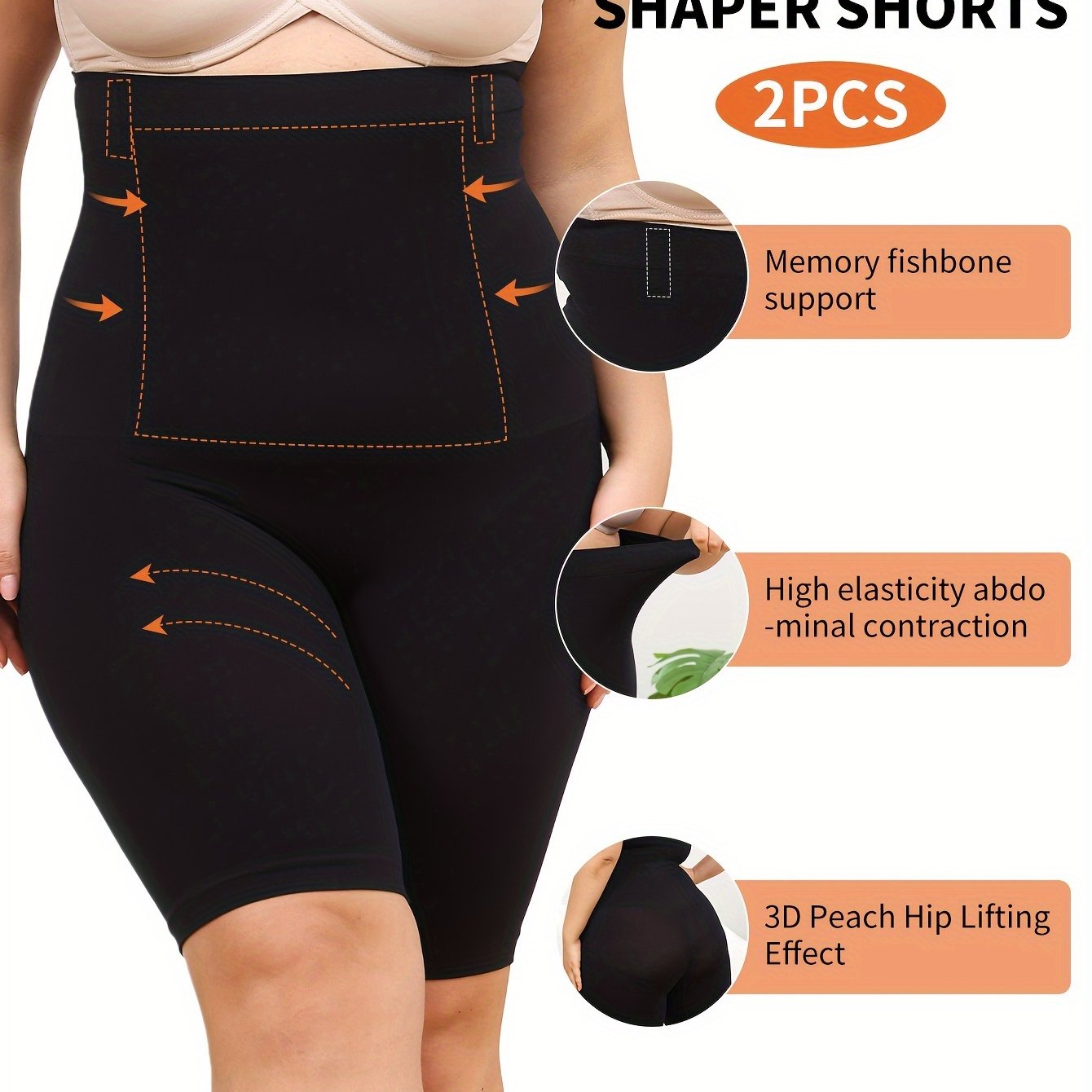 Plus Size High Elasticity Shapewear Tummy Control Slimming Underwear 2-Pack