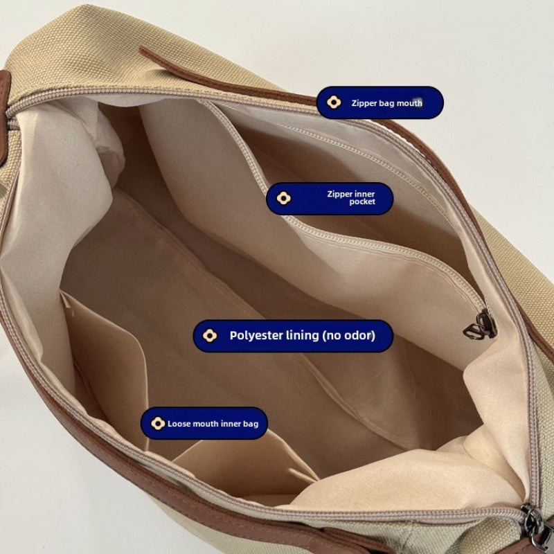 Холщовая сумка-тоут для студентов, повседневное использование, вдохновленная корейской и японской культурой, бежевый, хаки, темно-серый