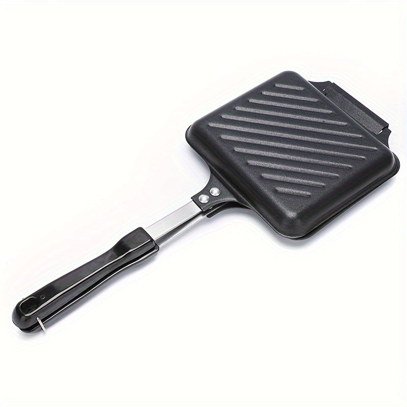 Non-Stick Double-Sided Cast Iron Grill Pan Induction Compatible Stovetop Sandwich Maker