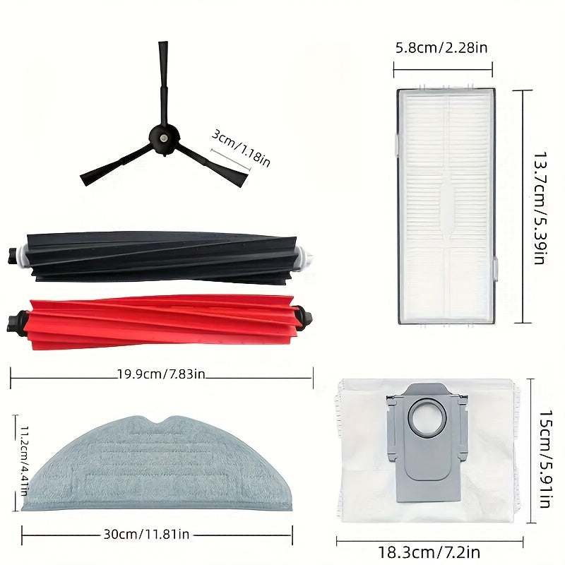 Roborock S8 Pro Ultra uchun 20 dona vakuum tozalash aksessuarlar to'plami, asosiy cho'tkalar, HEPA filtrlari, yon cho'tkalar, chang qutilari va mop padlari bilan