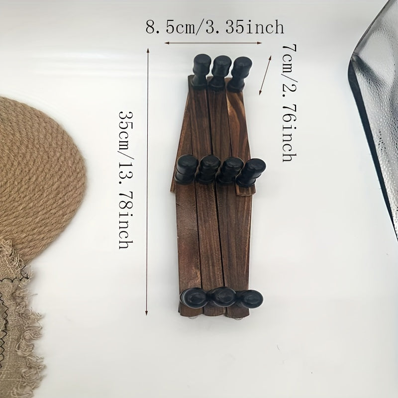 Gancho de pared retráctil de madera para bolsas, toallas, ropa y sombreros