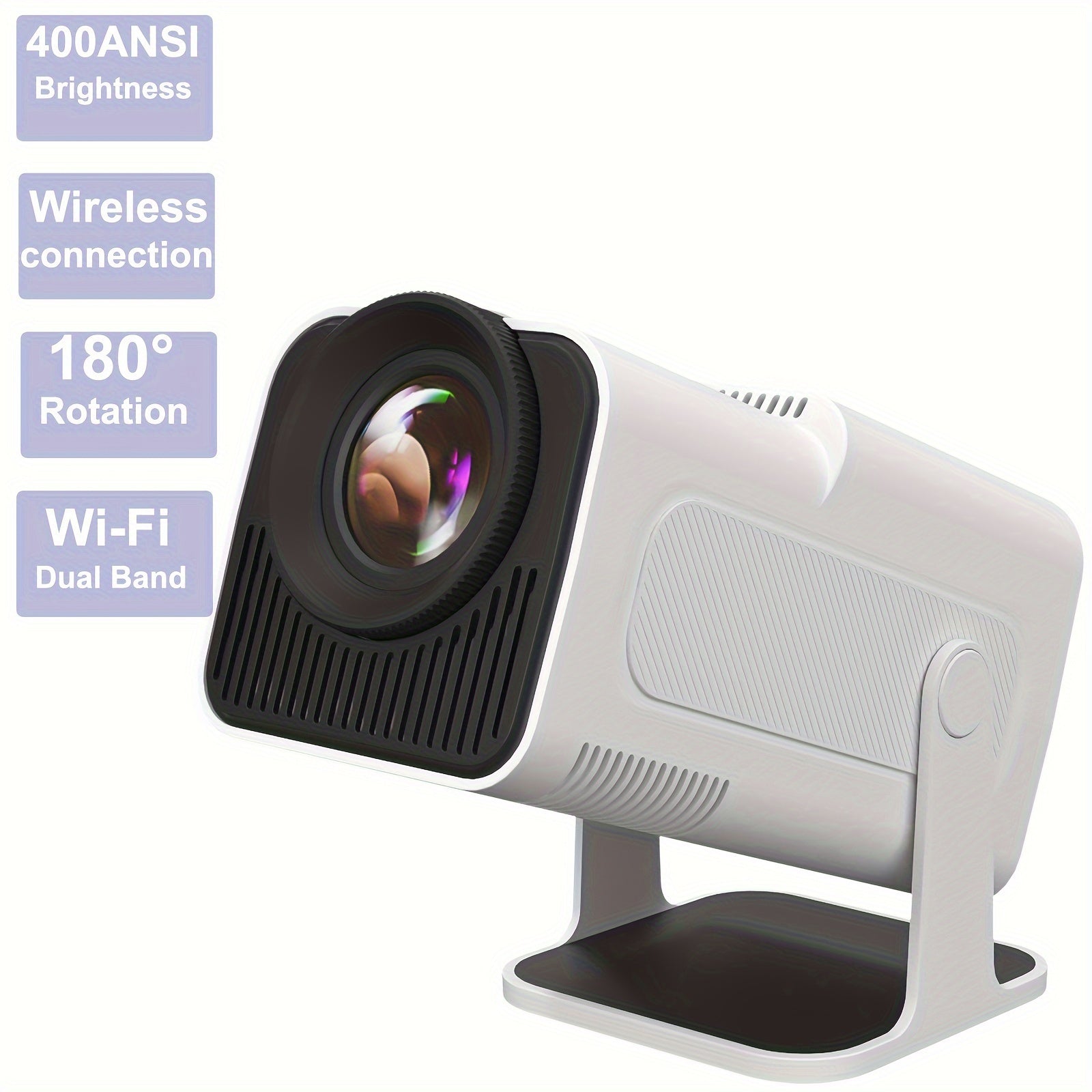 Portable 4K 1080P Wi-Fi Smart Projector with Auto Keystone and 180° Rotation