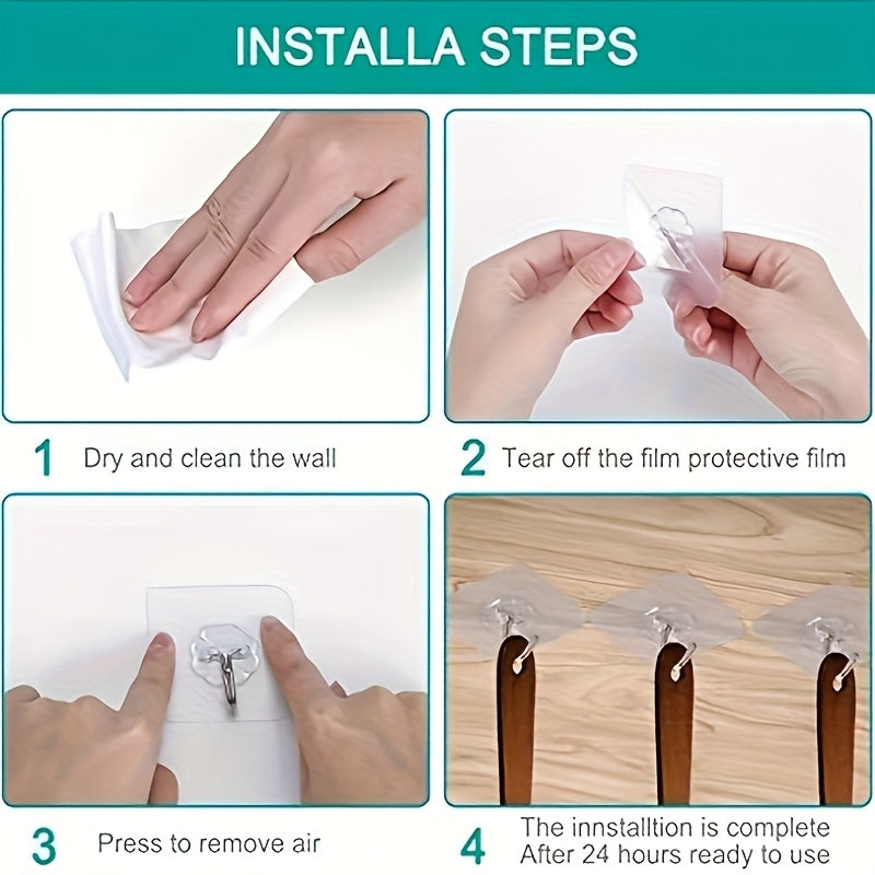 No-Damage Self-Adhesive Plastic Wall Hooks for Bathroom Kitchen Bedroom Office