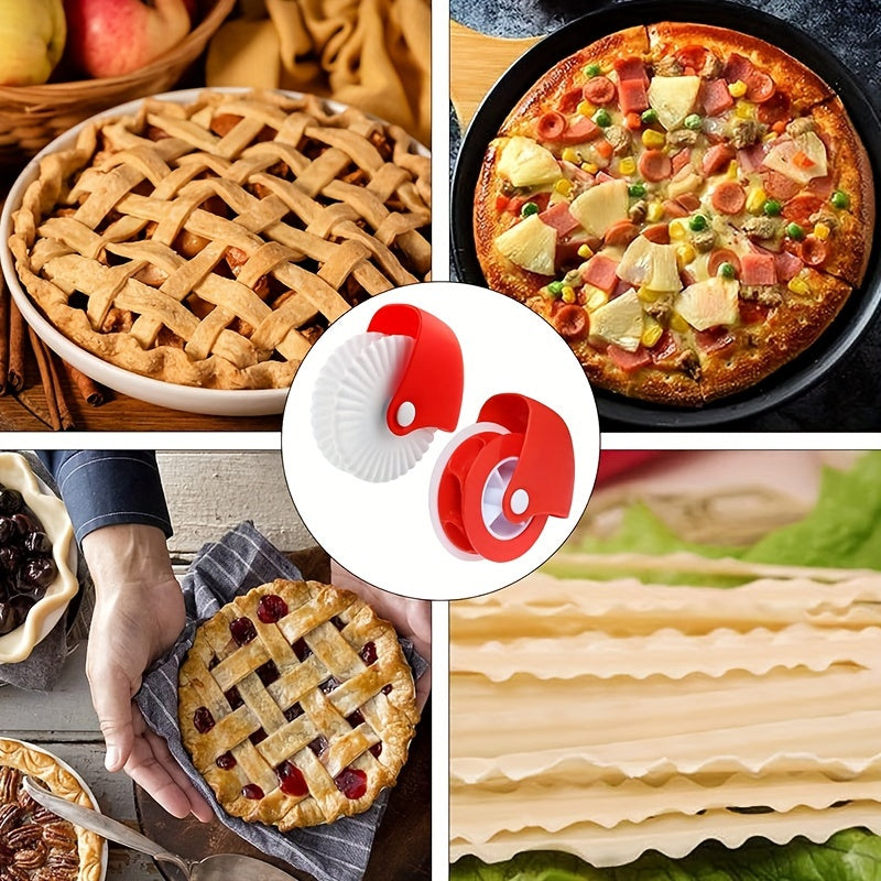 2 dona pechene uchun plastmassa kesish g'ildiraklari, piroglar va wontonlar uchun pishirish va pishirish asbobi