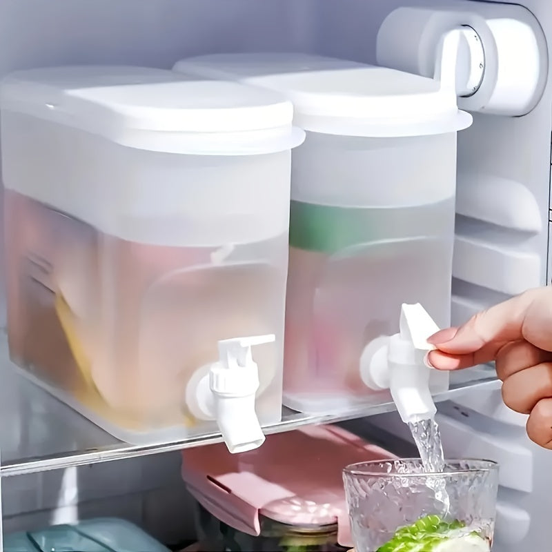 Large Capacity White Plastic Refrigerator Drink Dispenser with Faucet for Juice Lemonade Tea