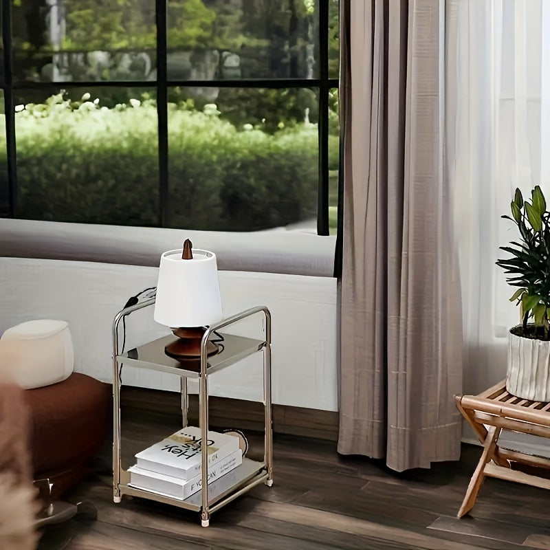 Stainless Steel Utility Rack Two-Tier Side Sofa Table Bedside Organizer