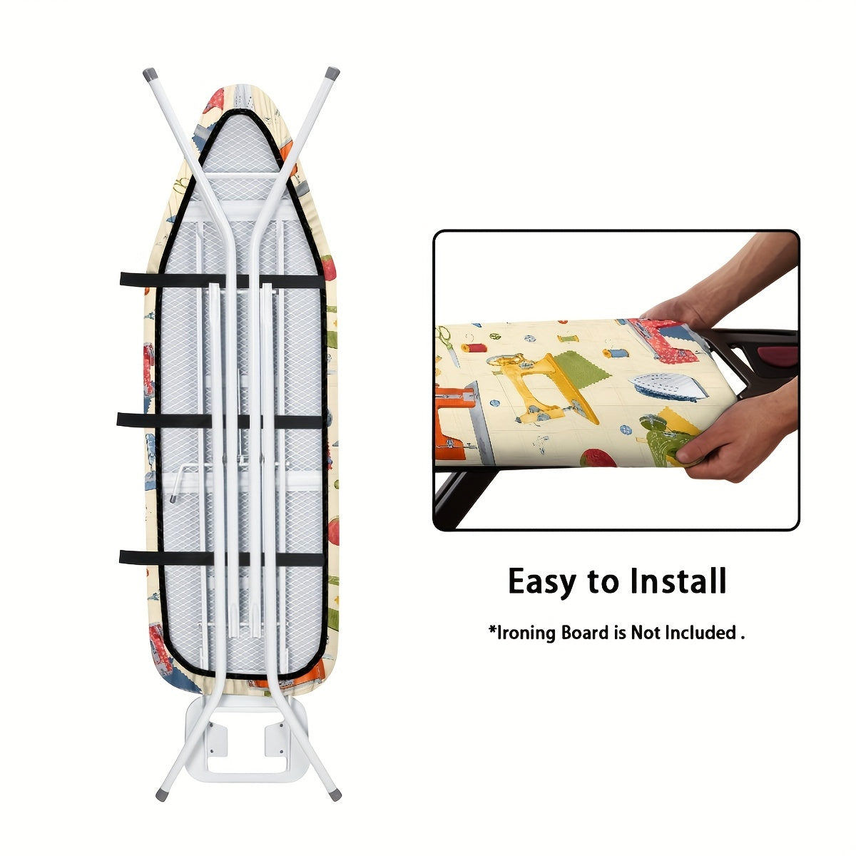 Ironing Board Dust Cover with Elastic Edge and Drawstring Scorch Resistant