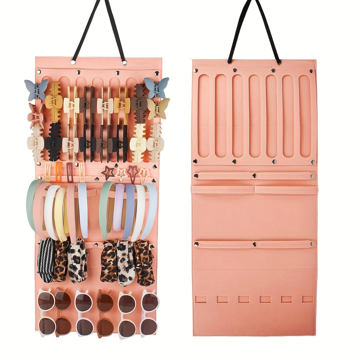 Organizador orgánico de accesorios para cabello de bambú para pinzas, diademas y gafas